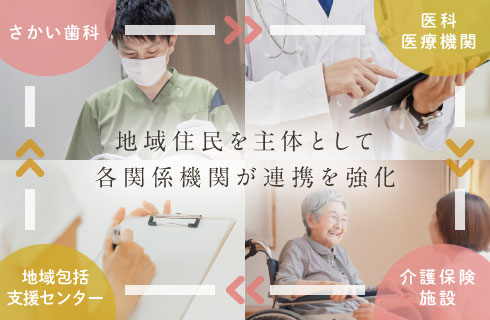 地域住民を主体として各関係機関が連携を強化（医科医療機関、介護保険施設、地域包括支援センター）